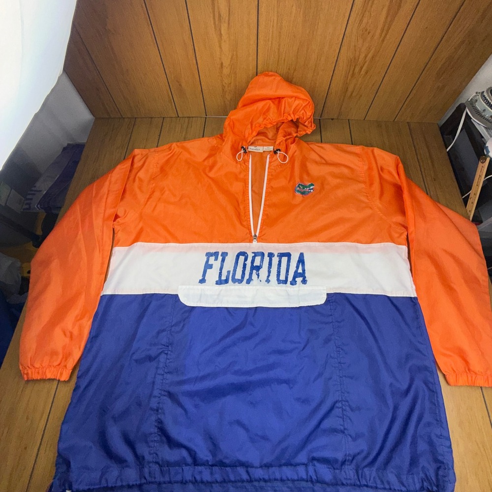 Fanatics Florida Gators‎ Windbreaker Mens 4XLT Orange Blue 1/4 Zip Anorak Jacket